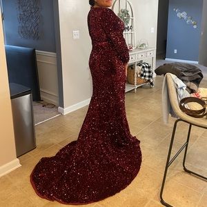 Deep red sequin dress
